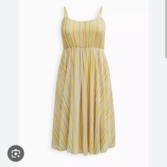 Torrid Yellow Striped Chiffon Midi Dress Size 6X - Picture 2 of 15